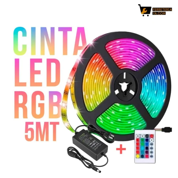 Cinta Led RGB 5MTS + Control Inalambrico + Adaptador 5 AMP