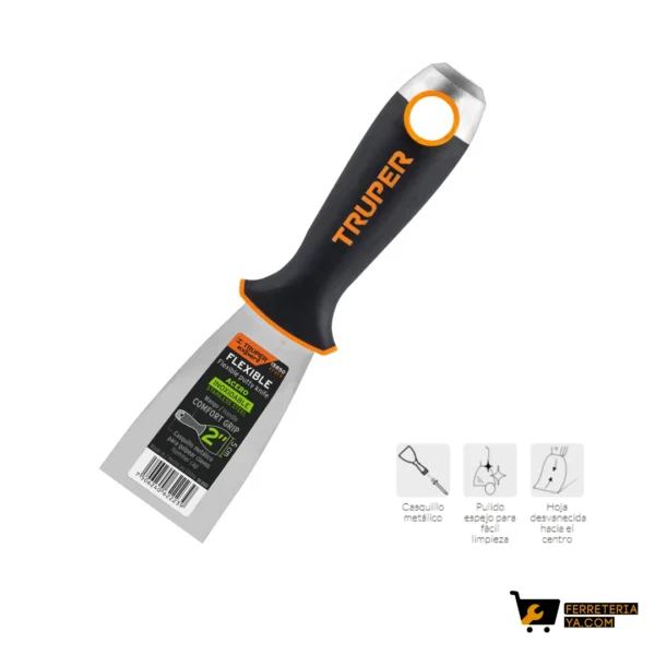 Espátula flexible 2" acero inox mango Comfort Grip, Expert 15850