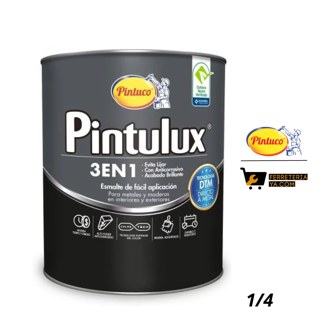 Esmalte Pintulux Blanco 3 en 1 Cuarto