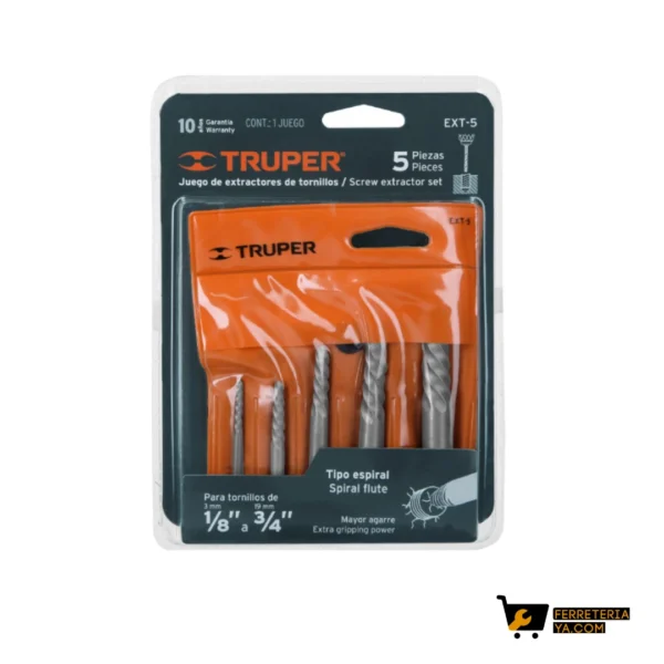 Juego con 5 extractores de tornillos, truper   14512