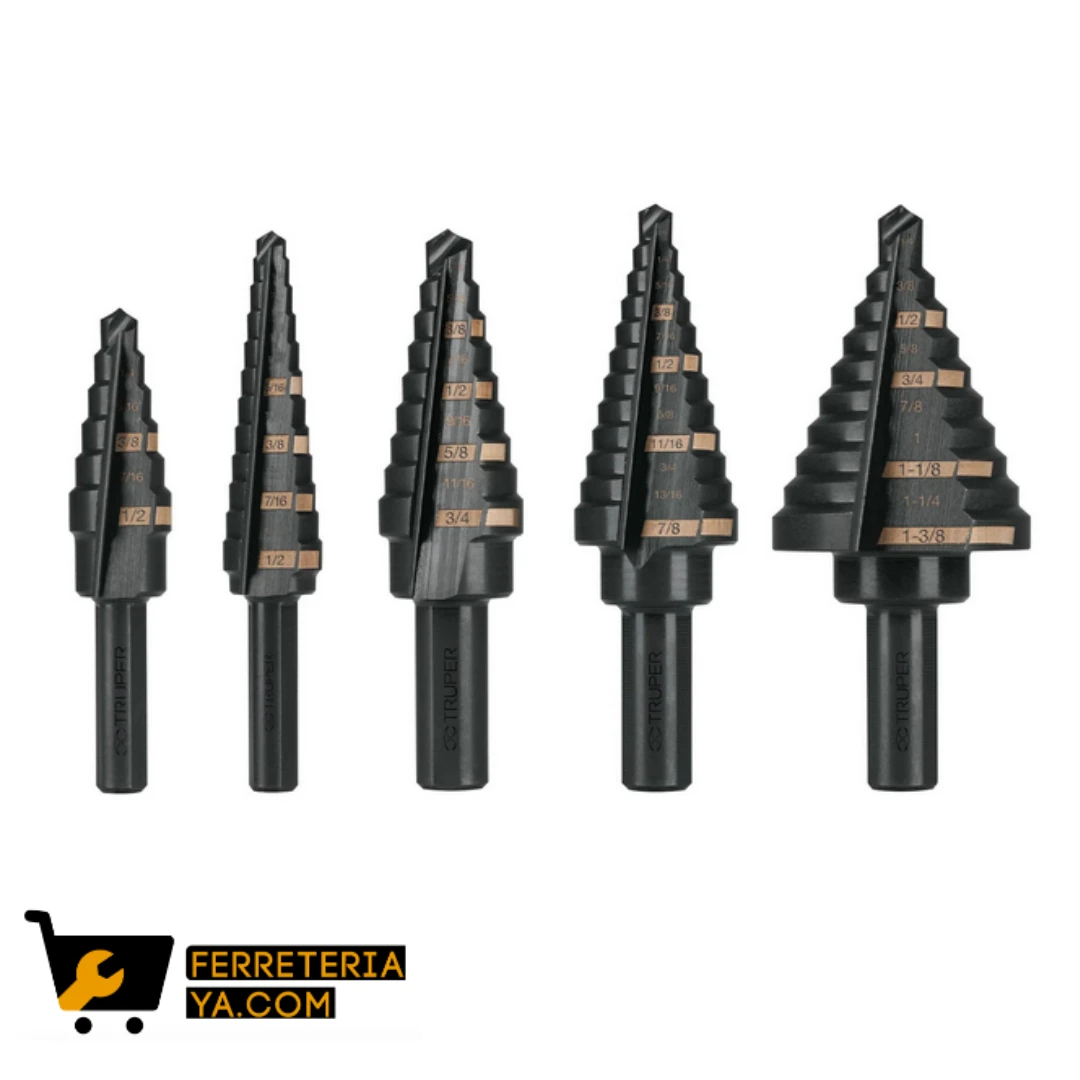 Broca Escalonada Oxido Negro 13 Escalones 1/8 a 1/2 Truper 12122