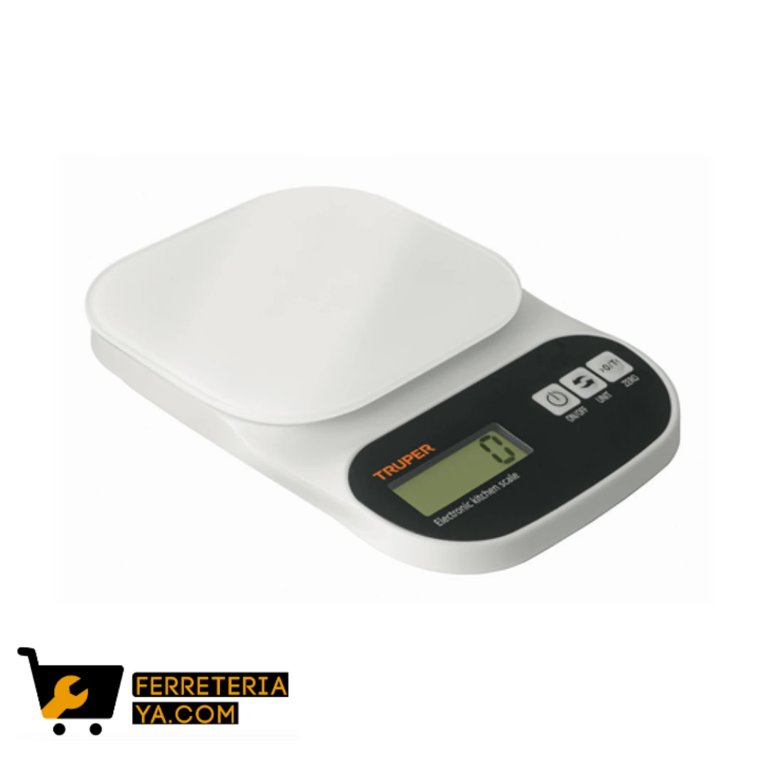 Báscula digital para cocina, plato de vidrio, 5 kg, Truper 15160