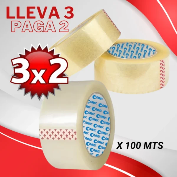 Cinta Transparente 2" X 100 Mts CAMAT Paga 2 Lleva 3
