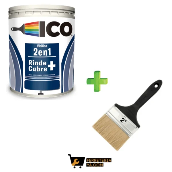 Vinilo Tipo 1 Blanco Ico 1/4+Brocha Eco Mona 2"