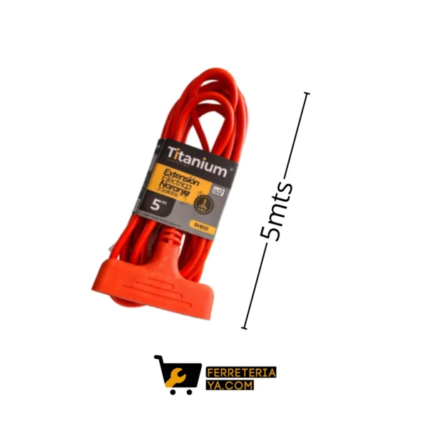 Extension Encauchetada Polo A Tierra Naranja 5 Mts 3 Salidas