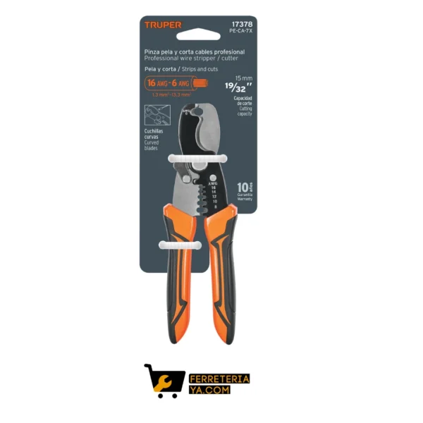Pinza profesional 7" pela cables y corta cables, 14 a 8 awg 17378