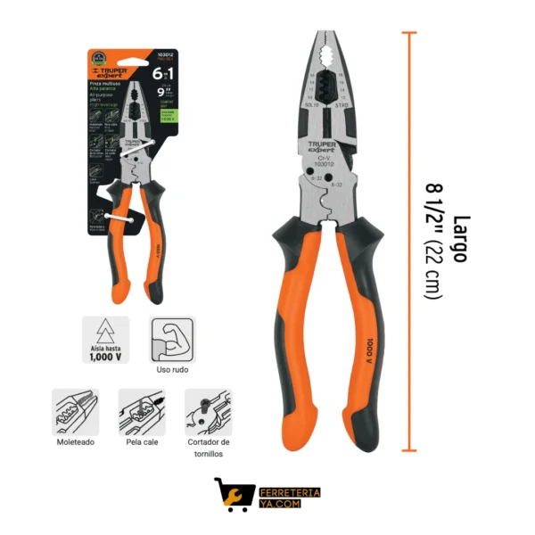 Alicate multiuso 8" Truper 6 en 1   103012