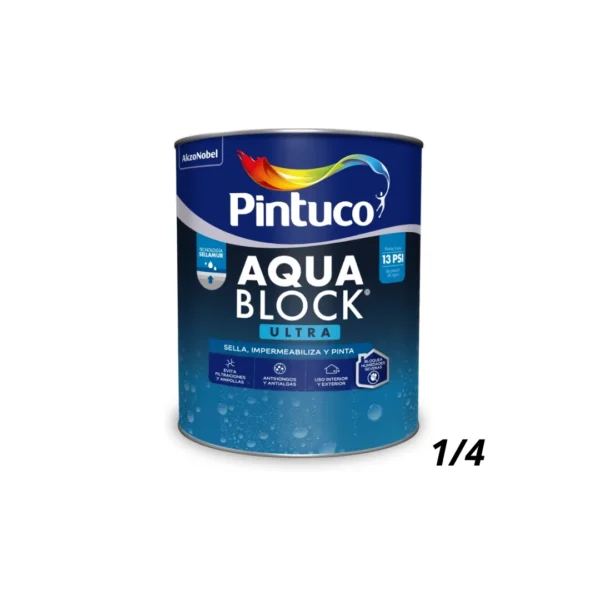 Aqua Block Ultra Blanco 1/4 Pintura Impermeabilizante Pintuco