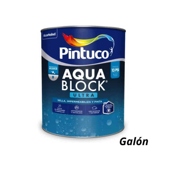 Aqua Block Ultra Blanco Galon Pintura Impermeabilizante Pintuco