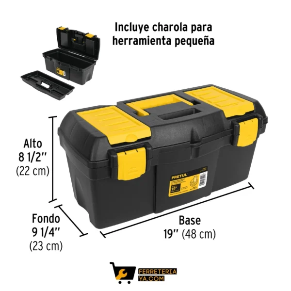 Caja para herramienta de 19" con compartimentos, pretul 20604