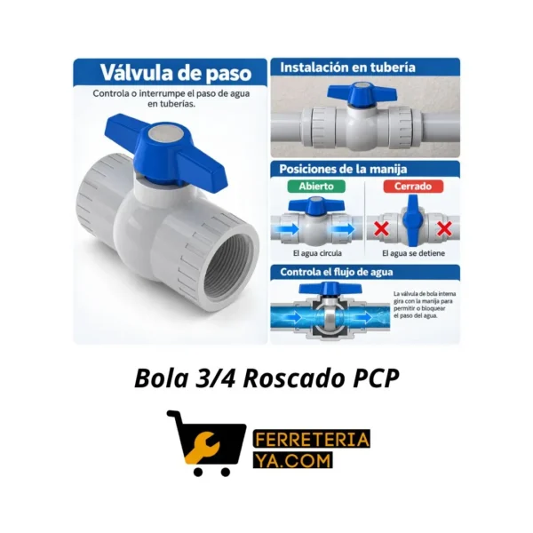 Registro PVC Plastico Bola 3/4 Roscado PCP