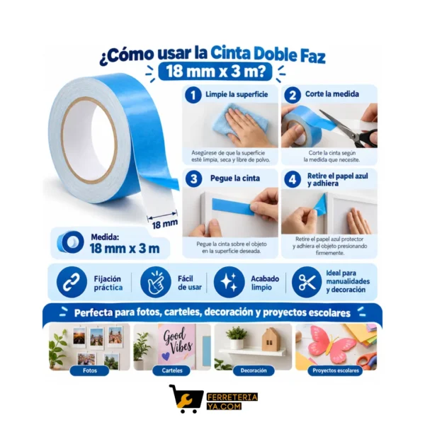 Cinta Doble Faz 18mm x 3mts