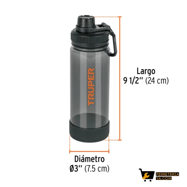 Botella de plástico ó Botilito para agua, 740 ml, truper  65030