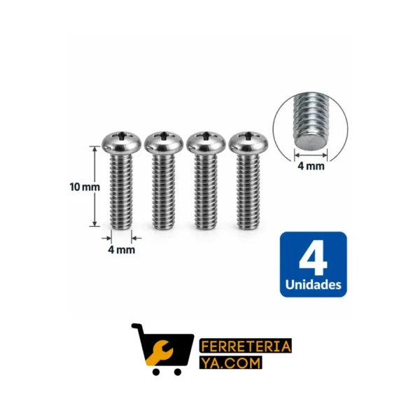 Tornillo Milimetrico 4mm X 10mm
